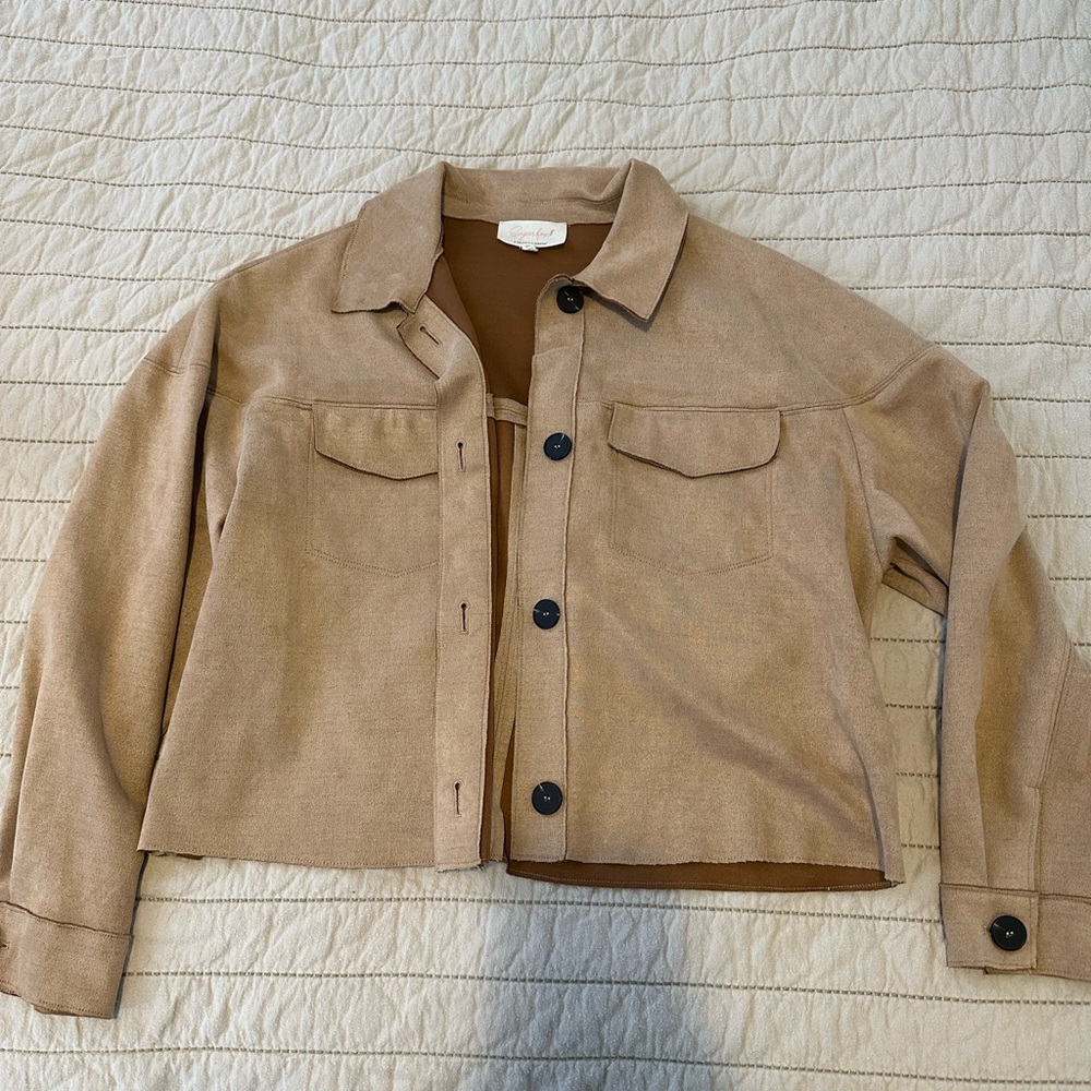 Tan shacket cropped
